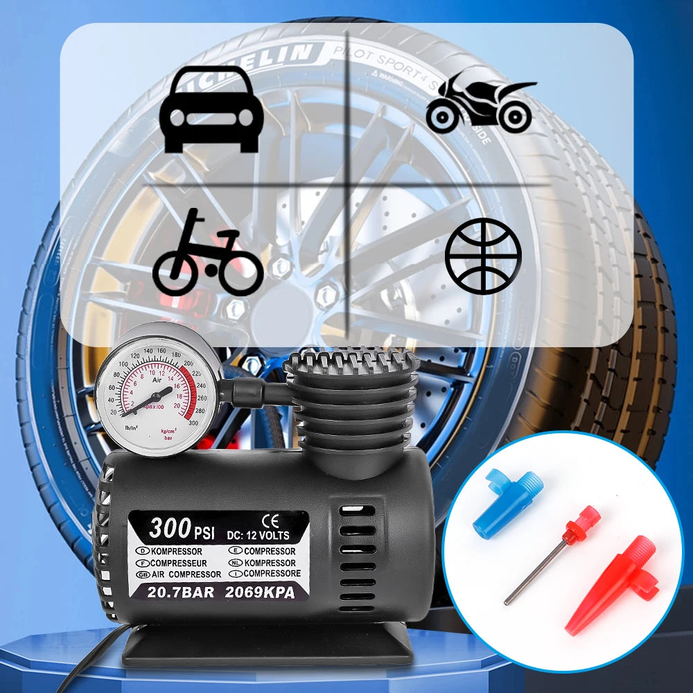 Mini Car Air Pump Inflation Pump 12V 220W Locomotive Air Compressor Tire Miniature Car Tire High Quality Auto Repair Accessories