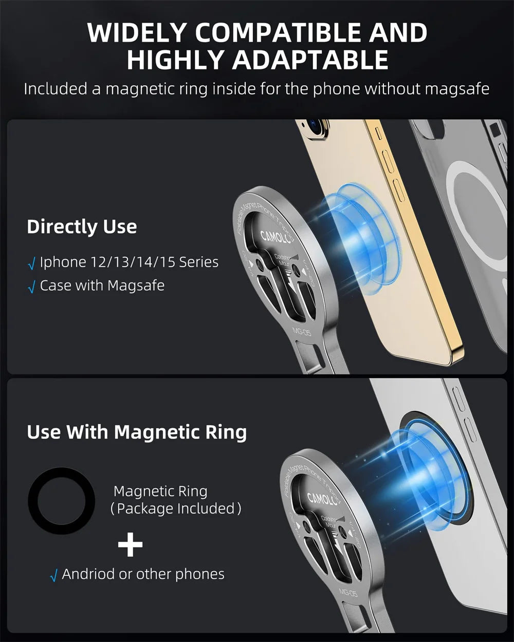 Foldable Magnetic Tablet Phone Holder Handle Phone Tripod Mount w Arca ColdShoe Desk Mount for iPhone 16/15/14/13 XIAOMI Magsafe