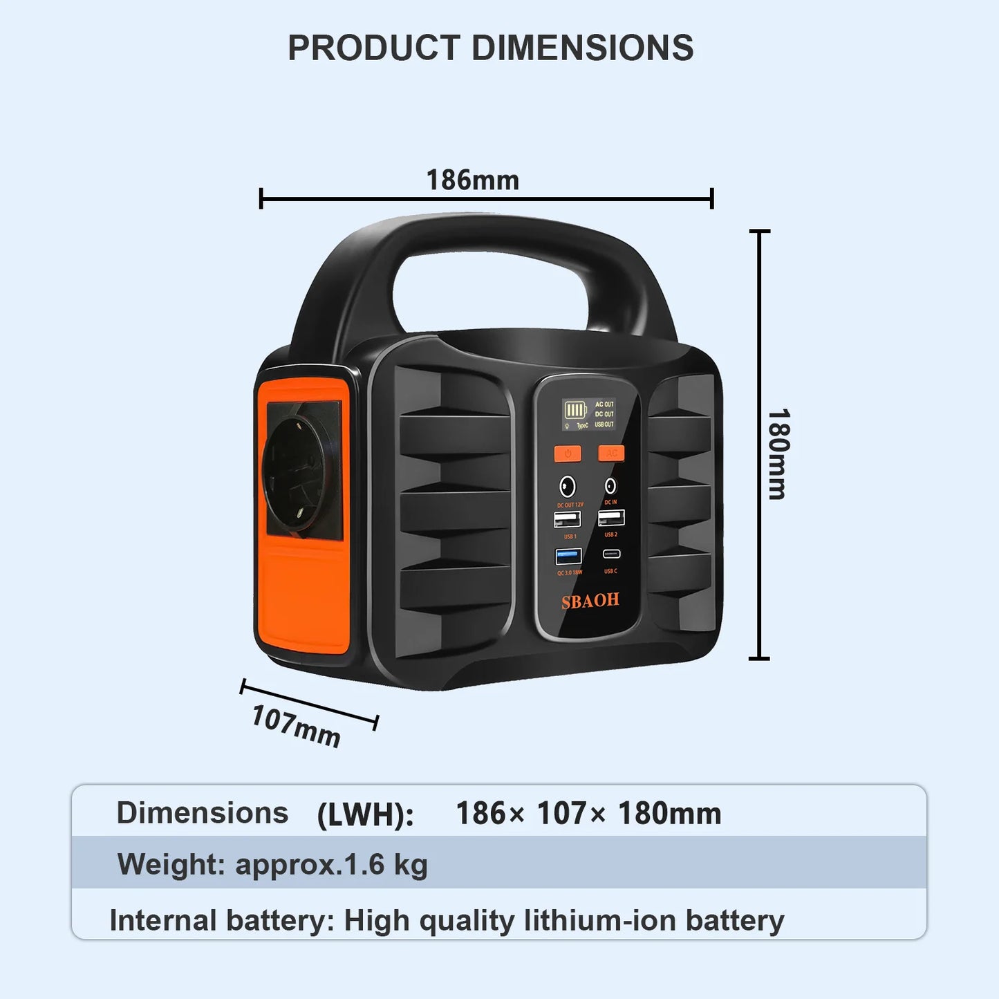 Portable Power Station,155Wh 42000mAh Outdoor Solar Generator with 110V/150W(Peak 200W) AC Outlet and USB-C PD(30W) Port,Power