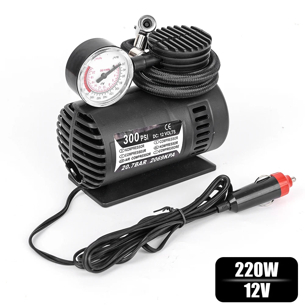 Mini Car Air Pump Inflation Pump 12V 220W Locomotive Air Compressor Tire Miniature Car Tire High Quality Auto Repair Accessories