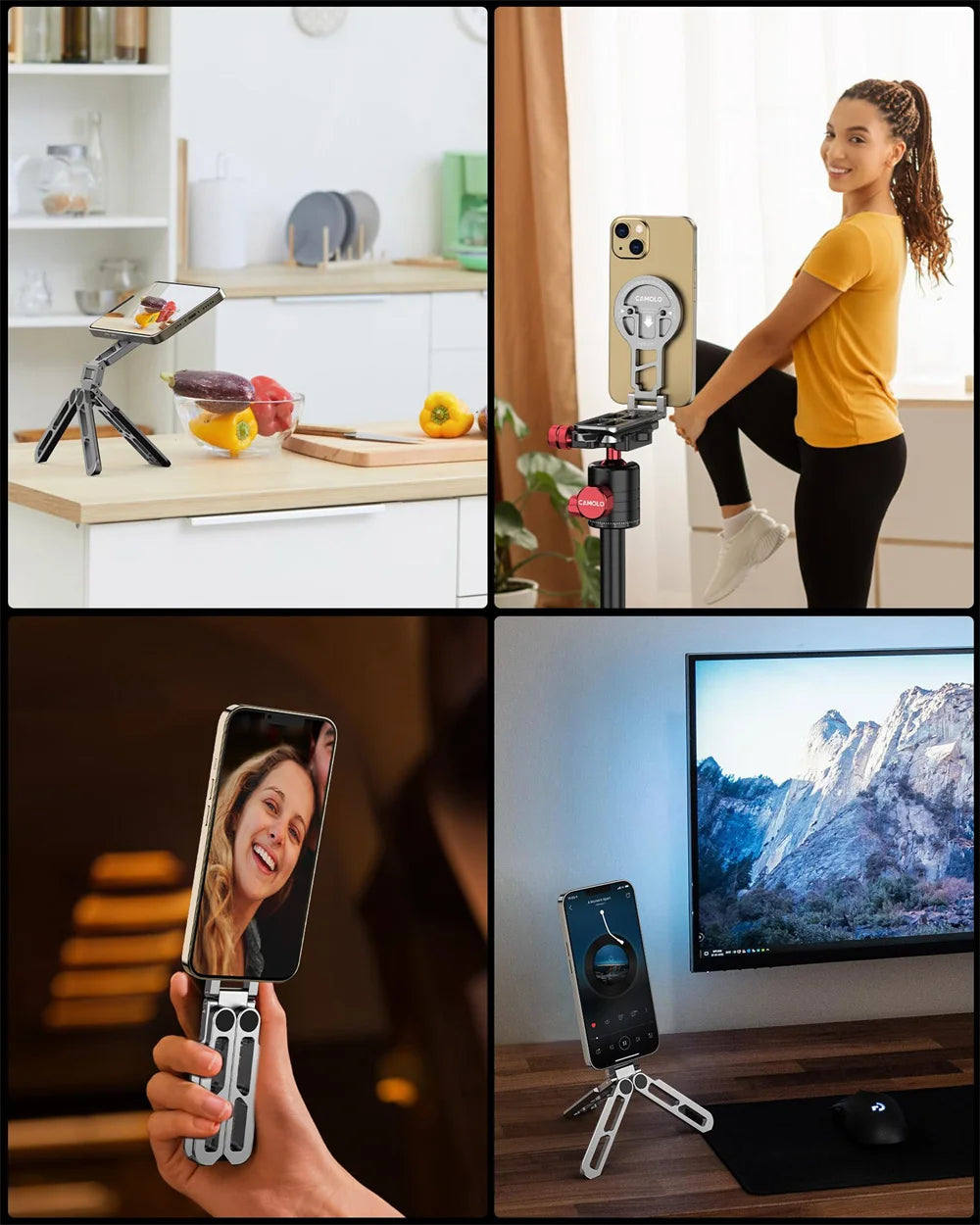 Foldable Magnetic Tablet Phone Holder Handle Phone Tripod Mount w Arca ColdShoe Desk Mount for iPhone 16/15/14/13 XIAOMI Magsafe