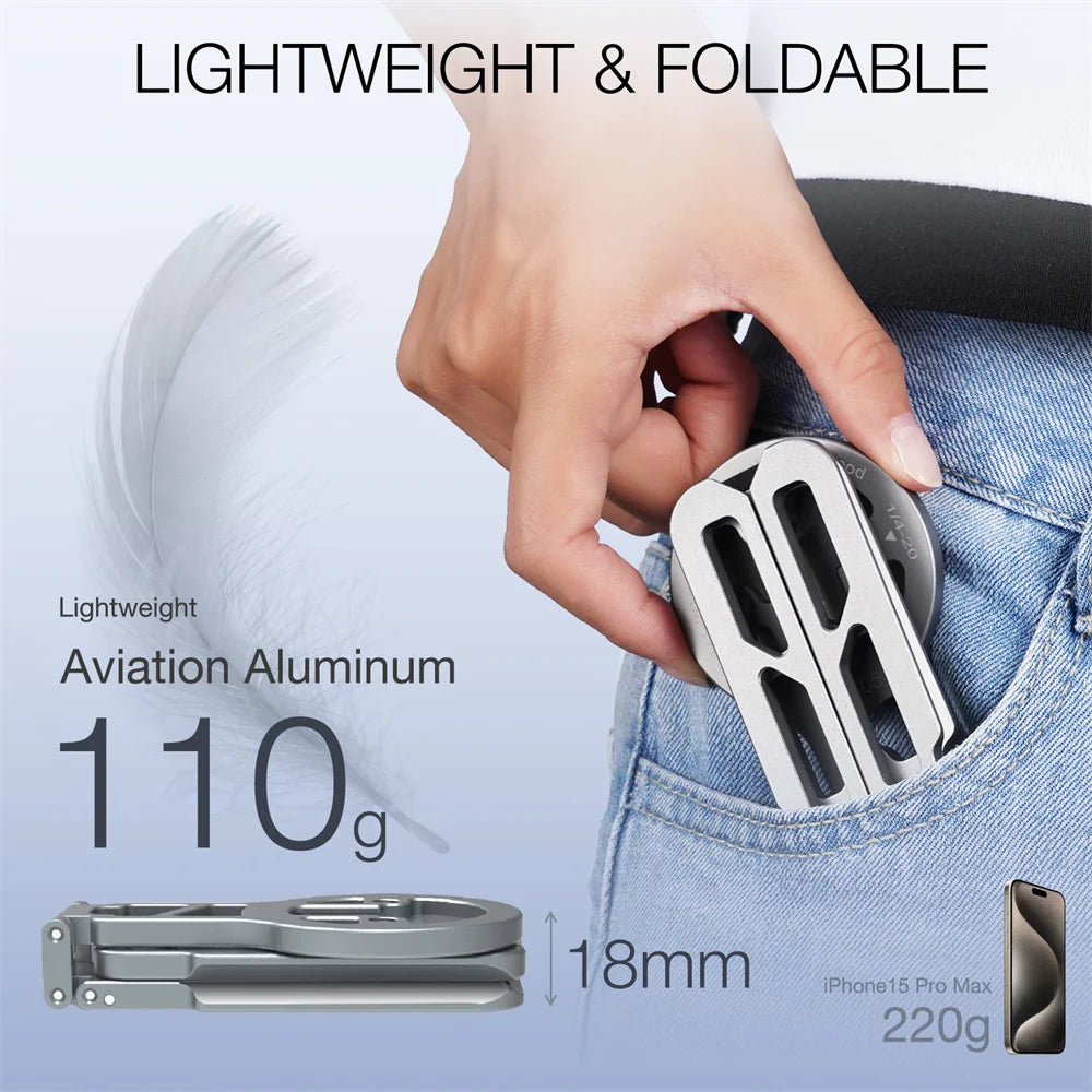 Foldable Magnetic Tablet Phone Holder Handle Phone Tripod Mount w Arca ColdShoe Desk Mount for iPhone 16/15/14/13 XIAOMI Magsafe