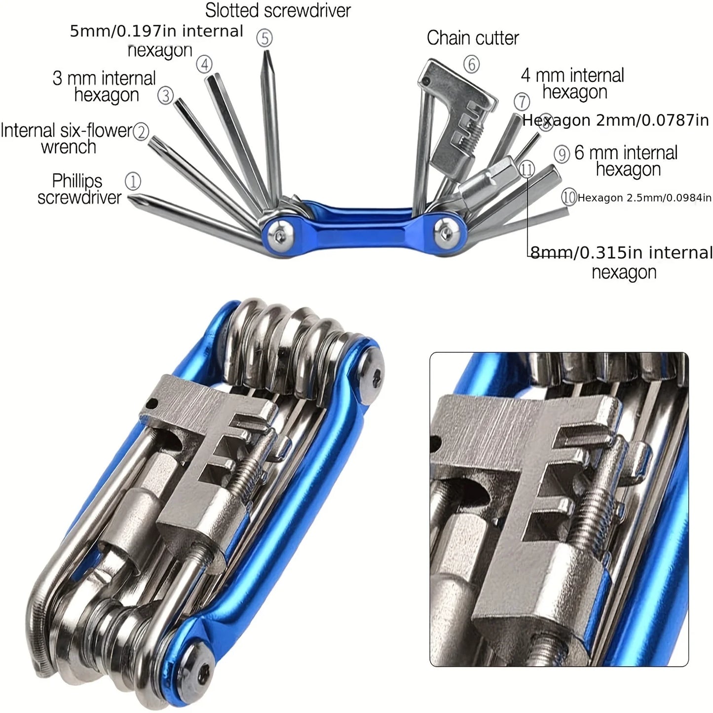 11 In 1 Portable Multifunctional Bike Repair Tool Kit For Outdoor Bicycle Cycling*