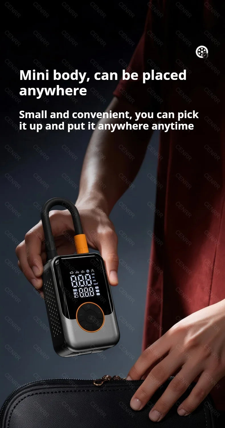 Portable Air Pump Electric Car Air Compressor Wireless Tire Inflator LCD Display Air Injector For Car Bike Motorcycle Tyre Ball