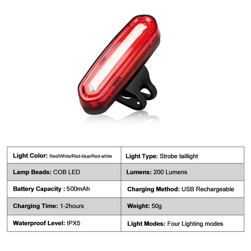 Cycling Tail Light Outdoor Highlight USB Charging Mountain Led Warning  Bike Lights Tail Lamp Rear Light Bicycle Accessories